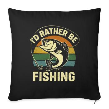 Angler Fish with Humor Saying - Sofa pillowcase 17,3'' x 17,3'' (45 x 45 cm) - black - Front