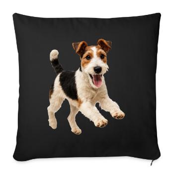 Chien fox terrier joueur - Housse de coussin décorative 45 x 45 cm - noir - Devant