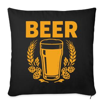 Verre de Bière Vintage avec Houblon - Housse de coussin décorative 45 x 45 cm - noir - Devant