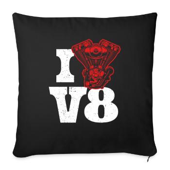 J’aime le réglage des voitures à moteur V8 - Housse de coussin décorative 45 x 45 cm - noir - Devant