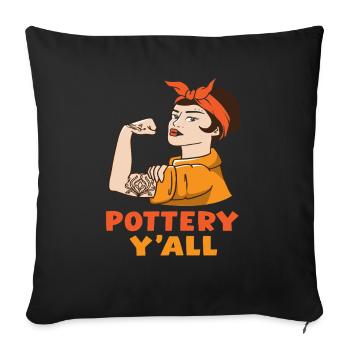 Poterie Femmes Fortes Art - Housse de coussin décorative 45 x 45 cm - noir - Devant