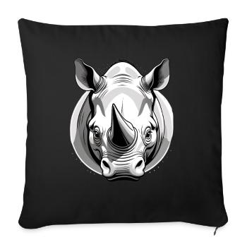 Illustration élégante de rhinocéros - Housse de coussin décorative 45 x 45 cm - noir - Devant