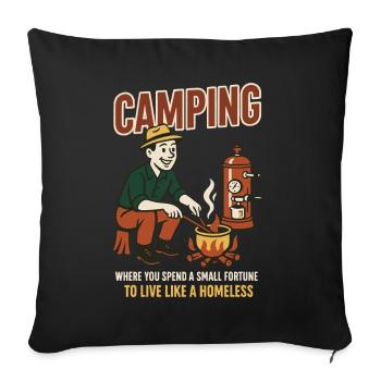 Camping où vous dépensez une petite fortune - Housse de coussin décorative 45 x 45 cm - noir - Devant