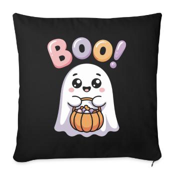 Kawaii Geist Boo Süßes Halloween Motiv - Sofakissenbezug 45 x 45 cm - Schwarz - Vorne
