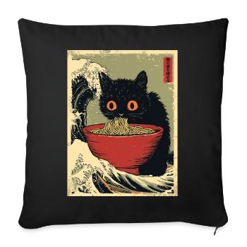 Cute Cat Ramen Noodles Japan Wave Retro Gift - Sofa pillowcase 17,3'' x 17,3'' (45 x 45 cm) - black - Front
