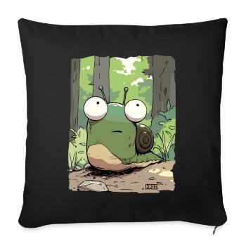 Cartoon snail with big eyes in the forest - Sofa pillowcase 17,3'' x 17,3'' (45 x 45 cm) - black - Front