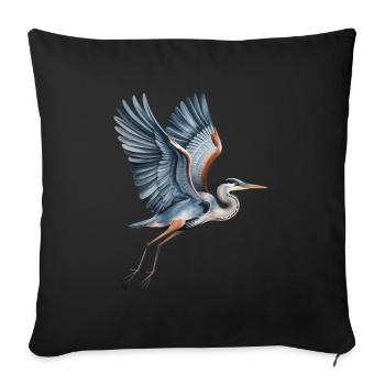 Elegant heron with outstretched wings - Sofa pillowcase 17,3'' x 17,3'' (45 x 45 cm) - black - Front