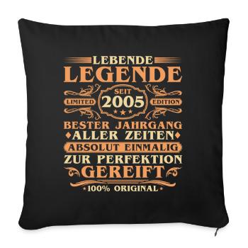 20ème anniversaire Né Millésime 2005 - Housse de coussin décorative 45 x 45 cm - noir - Devant