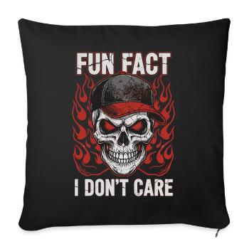 Skull with baseball cap and fire design - Sofa pillowcase 17,3'' x 17,3'' (45 x 45 cm) - black - Front