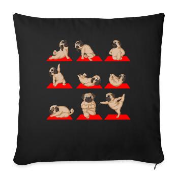 Pug Yoga Namaste Funny - Sofa pillowcase 17,3'' x 17,3'' (45 x 45 cm) - black - Front