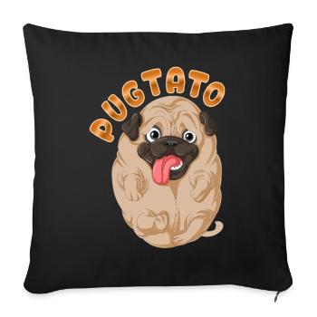 Pugtato Pug Potato Funny - Sofa pillowcase 17,3'' x 17,3'' (45 x 45 cm) - black - Front