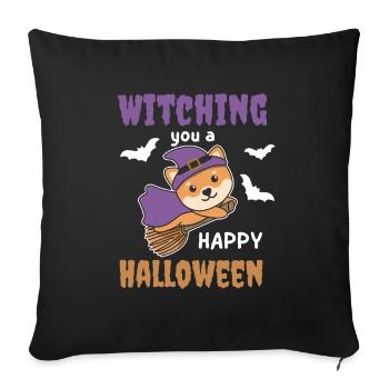 Shiba Inu Hexe Witching you a Happy Halloween - Sofakissenbezug 45 x 45 cm - Schwarz - Vorne