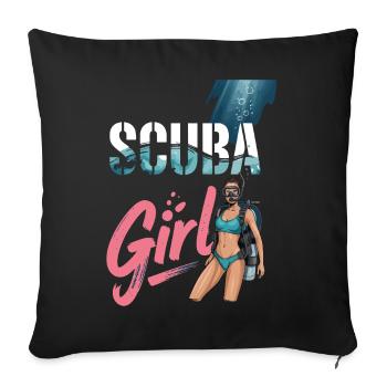 Scuba Girl Diver Design - Sofa pillowcase 17,3'' x 17,3'' (45 x 45 cm) - black - Front