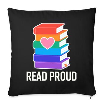 Reading Pride With Rainbow Heart - Sofa pillowcase 17,3'' x 17,3'' (45 x 45 cm) - black - Front