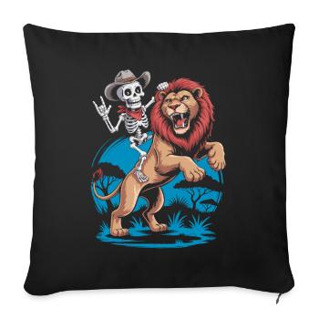 Conception d’aventure de lions et de squelettes - Housse de coussin décorative 45 x 45 cm - noir - Devant