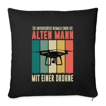 Accessoires de pilote de drone Drone Pilote de drone Cadeau - Housse de coussin décorative 45 x 45 cm - noir - Devant
