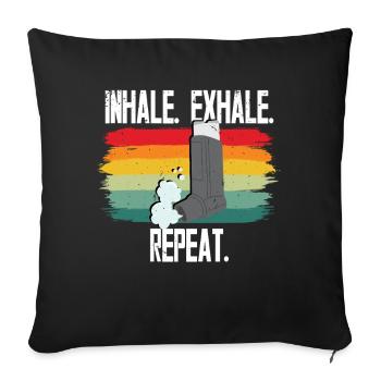 Asthme Asthmatiques Inspirer Expirer Répéter - Housse de coussin décorative 45 x 45 cm - noir - Devant