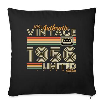 Original 1956 Vintage Vintage Anniversaire Rétro - Housse de coussin décorative 45 x 45 cm - noir - Devant