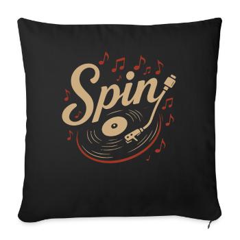 Faites tourner des disques vinyles pour les amateurs de musique, ambiance rétro - Housse de coussin décorative 45 x 45 cm - noir - Devant