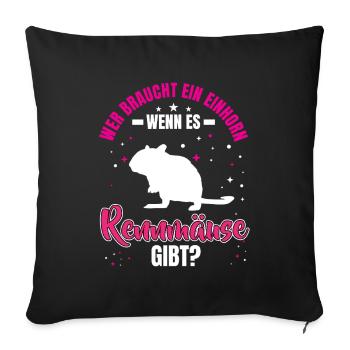 Gerbil is real rodent Gerbil - Sofa pillowcase 17,3'' x 17,3'' (45 x 45 cm) - black - Front