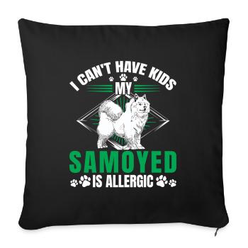 Samoyède est un chien de traîneau allergique - Housse de coussin décorative 45 x 45 cm - noir - Devant