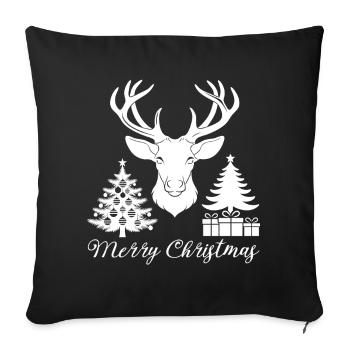 Décor de Noël Épuré avec Renne et Sapins - Housse de coussin décorative 45 x 45 cm - noir - Devant