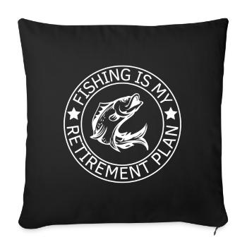La pêche est mon plan de retraite - Housse de coussin décorative 45 x 45 cm - noir - Devant
