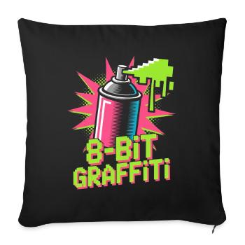 8-bit Graffiti Pop Culture Rétro Jeu vidéo - Housse de coussin décorative 45 x 45 cm - noir - Devant
