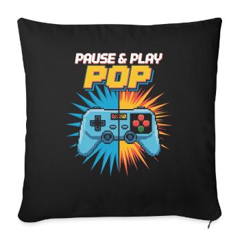 Pause & Play Pop Culture Rétro Jeu vidéo - Housse de coussin décorative 45 x 45 cm - noir - Devant