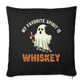 Fantôme avec bouteille de whisky - Housse de coussin décorative 45 x 45 cm - noir - Devant