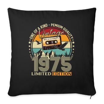 50. Geburtstag Kassette Oktober Jahrgang 1975 - Sofakissenbezug 45 x 45 cm - Schwarz - Vorne