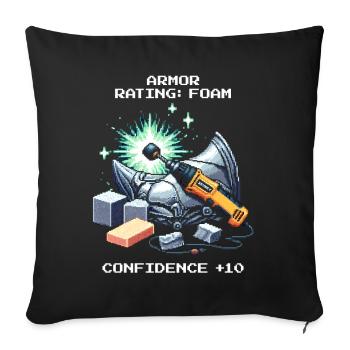 Rüstungswert: Selbstvertrauen +10 | Cosplay - Sofakissenbezug 45 x 45 cm - Schwarz - Vorne