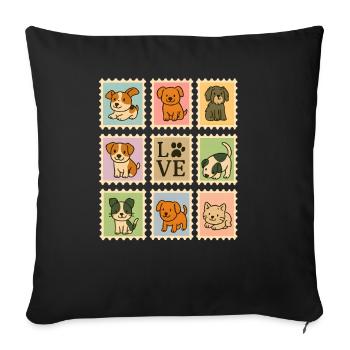 Adorable Puppy Dog Collection with Love Motif - Sofa pillowcase 17,3'' x 17,3'' (45 x 45 cm) - black - Front