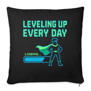 Monter de niveau chaque jour Jeu de super-héros - Housse de coussin décorative 45 x 45 cm - noir - Devant