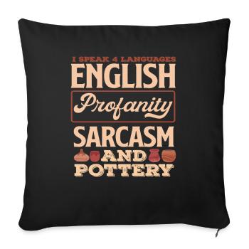 Je parle 4 langues et la poterie - Housse de coussin décorative 45 x 45 cm - noir - Devant