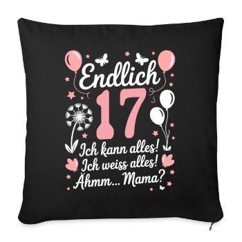 Enfin 17 Anniversaire 17 Ans Cadeau Fille - Housse de coussin décorative 45 x 45 cm - noir - Devant