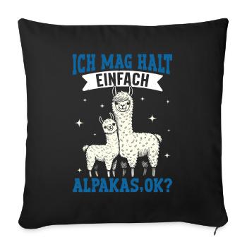 Éventail d’alpaga J’AIME JUSTE LES ALPAGAS Drôle - Housse de coussin décorative 45 x 45 cm - noir - Devant