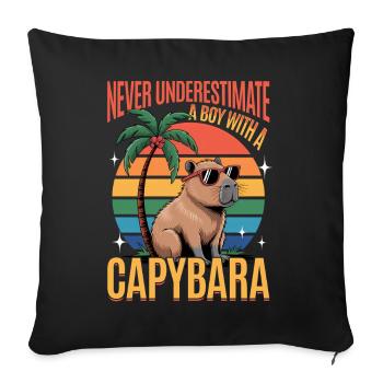 Drôle de Capybara - Housse de coussin décorative 45 x 45 cm - noir - Devant