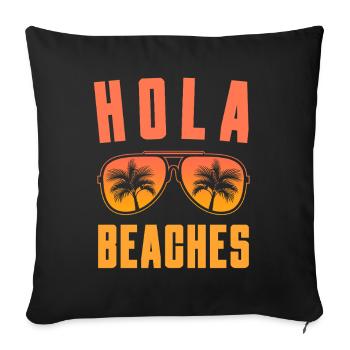 Hola Beaches Retro Sunglasses Palm Trees Beach - Sofa pillowcase 17,3'' x 17,3'' (45 x 45 cm) - black - Front
