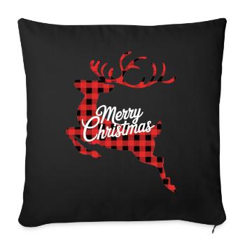 Buffalo Karo Rentier Merry Christmas Shirt - Sofakissenbezug 45 x 45 cm - Schwarz - Vorne