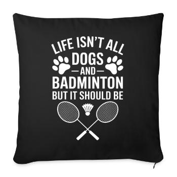 Badminton Dire Chiens Drôle Badminton Cadeau - Housse de coussin décorative 45 x 45 cm - noir - Devant