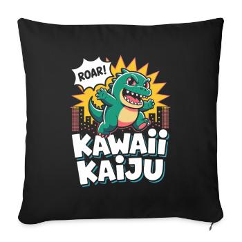 Kawaii Kaiju Pop Culture Esthétique Japonaise - Housse de coussin décorative 45 x 45 cm - noir - Devant