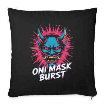 Masque Oni éclatant de la culture pop esthétique japonaise - Housse de coussin décorative 45 x 45 cm - noir - Devant