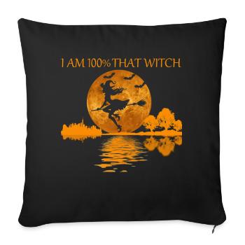 100 pour cent cette sorcière - Housse de coussin décorative 45 x 45 cm - noir - Devant