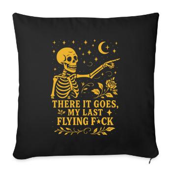 Je m’en fous plus Skeleton with Rose - Housse de coussin décorative 45 x 45 cm - noir - Devant