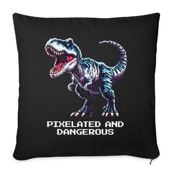Pixélisé et dangereux | Dinosaure - Housse de coussin décorative 45 x 45 cm - noir - Devant