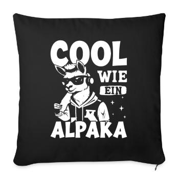 Éventail d’alpaga COOL COMME UN LAMA D’ALPAGA Drôle - Housse de coussin décorative 45 x 45 cm - noir - Devant