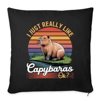 Funny aesthetic Kawaii Capybara - Sofakissenbezug 45 x 45 cm - Schwarz - Vorne