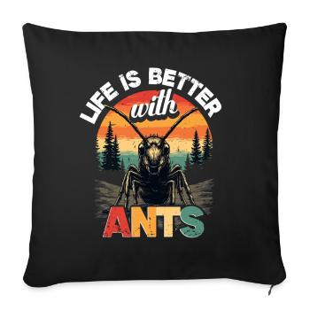 Fourmis Élevage Fourmis Éleveur de fourmis - Housse de coussin décorative 45 x 45 cm - noir - Devant