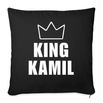 Nom Kamil avec lettre K - Chemise King Crown - Housse de coussin décorative 45 x 45 cm - noir - Devant